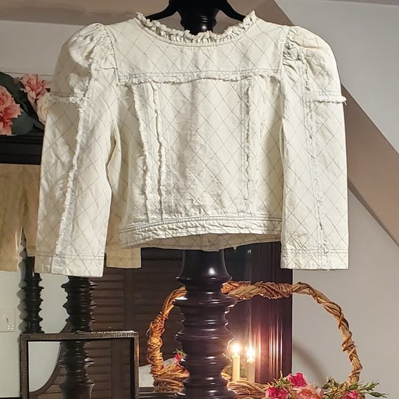 LoveShackFancy Elmont Denim Jacket Small/Medium - Picture 10 of 14